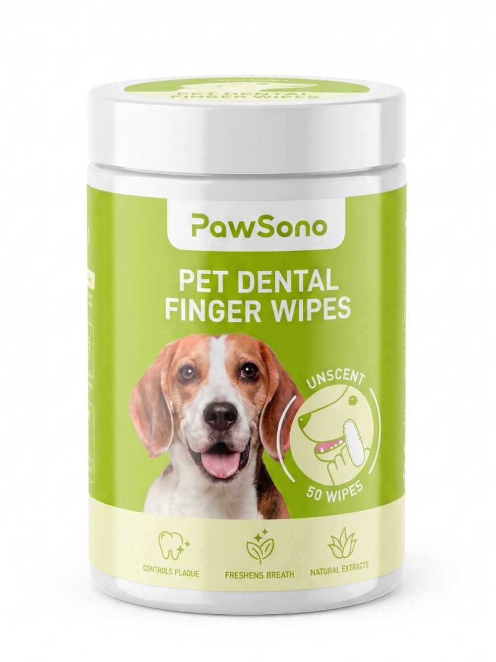 NIP | PawSono Pet Dental Finger Wipes Unscented 50 Count
